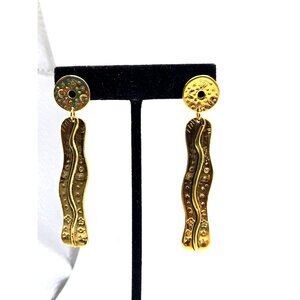 Gorgeous Dangling Pierced DURI signed modernist design gold plated